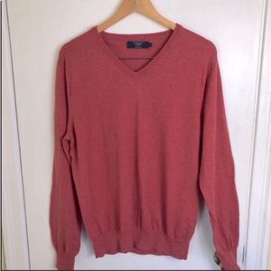 J. Crew V Neck Cotton Sweater Light Red Size: L